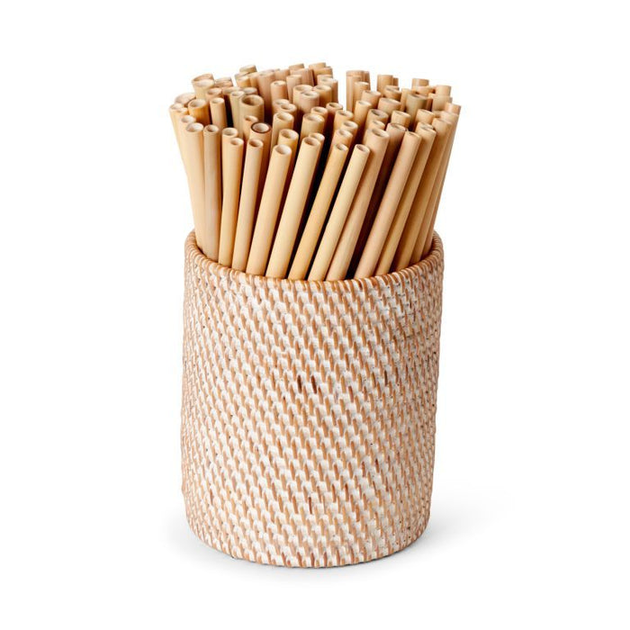 100 pailles en bambou dans un pot