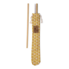 Charger l&#39;image dans la galerie, Pochette cousue en France avec 2 pailles en bambou et une brosse de nettoyage made in France