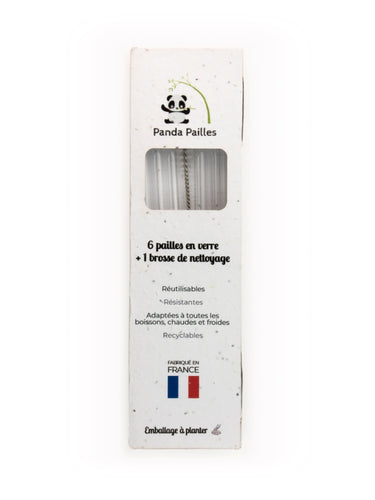 Box to plant with 6 bamboo straws and 1 cleaning brush made in France