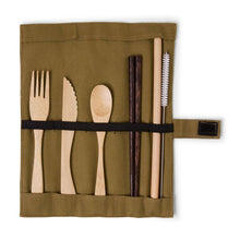 Load image into Gallery viewer, Bamboo nomad cutlery set