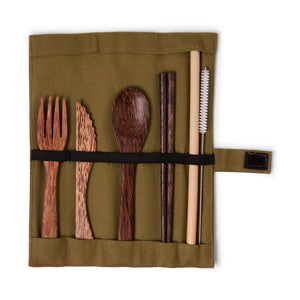 Nomad coconut tree wood cutlery set